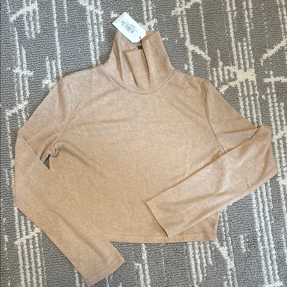 Women's Turtleneck Top Long Sleeve Cropped Sweater XL